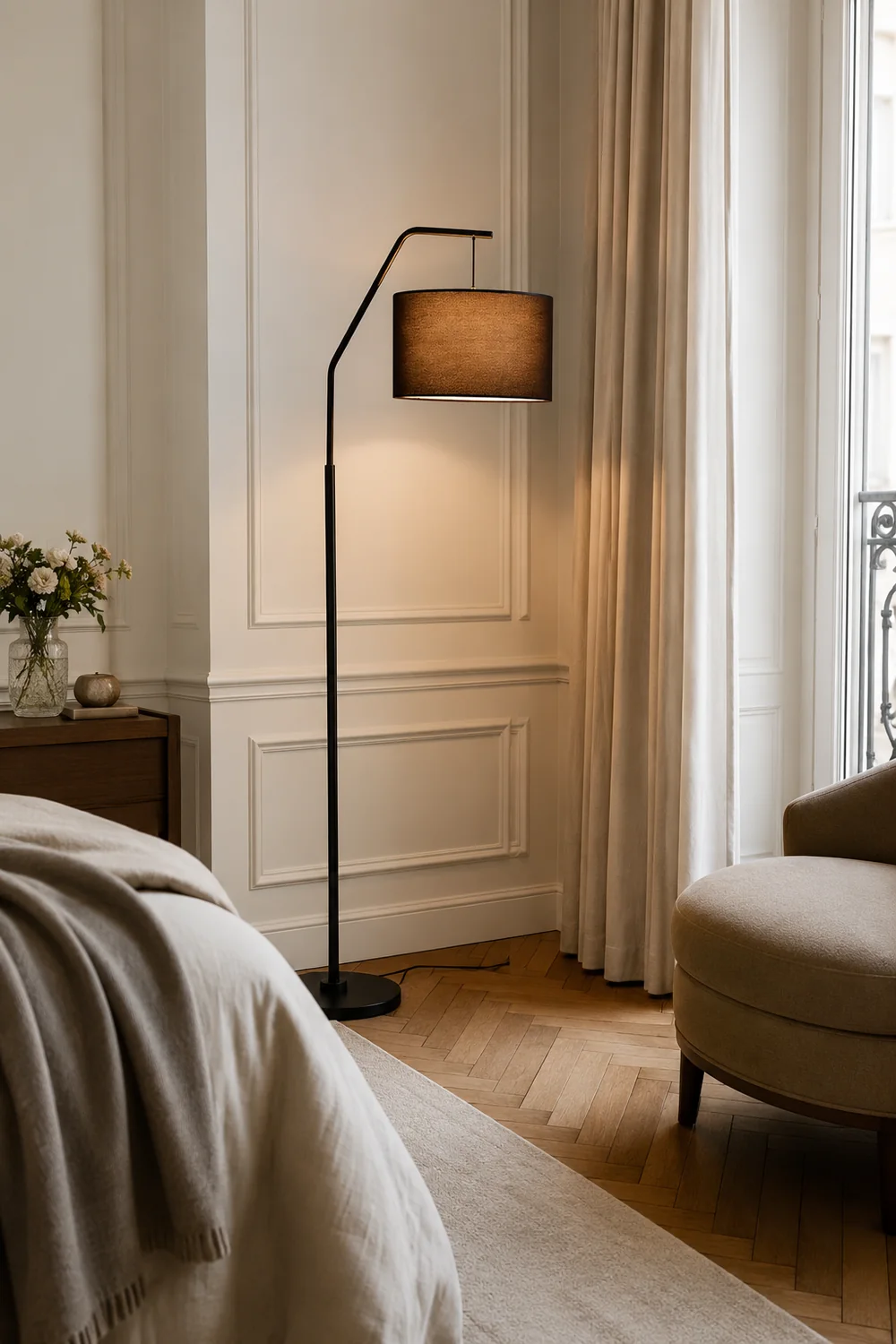 Eryn Cylinder Shape Floor Lamp, Over Arching Floor Lamp, Unique - Lumpaz