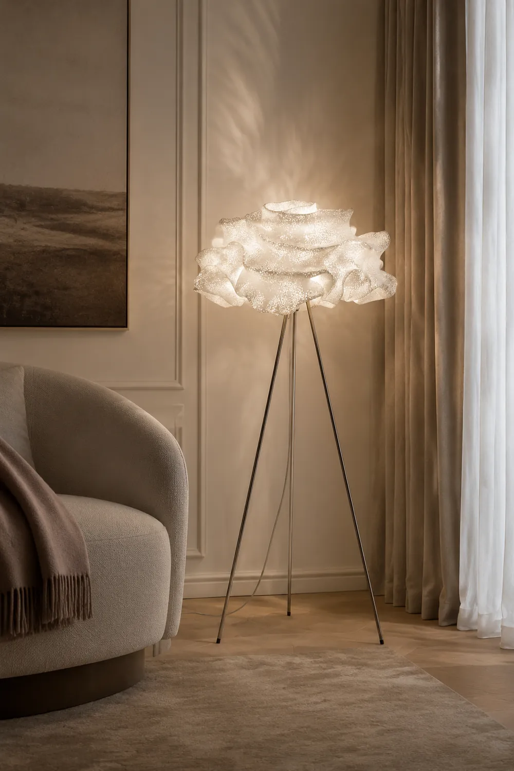 Renée Artistic Cloud Floor Lamp, White, Living Room/Bedroom - Lumpaz