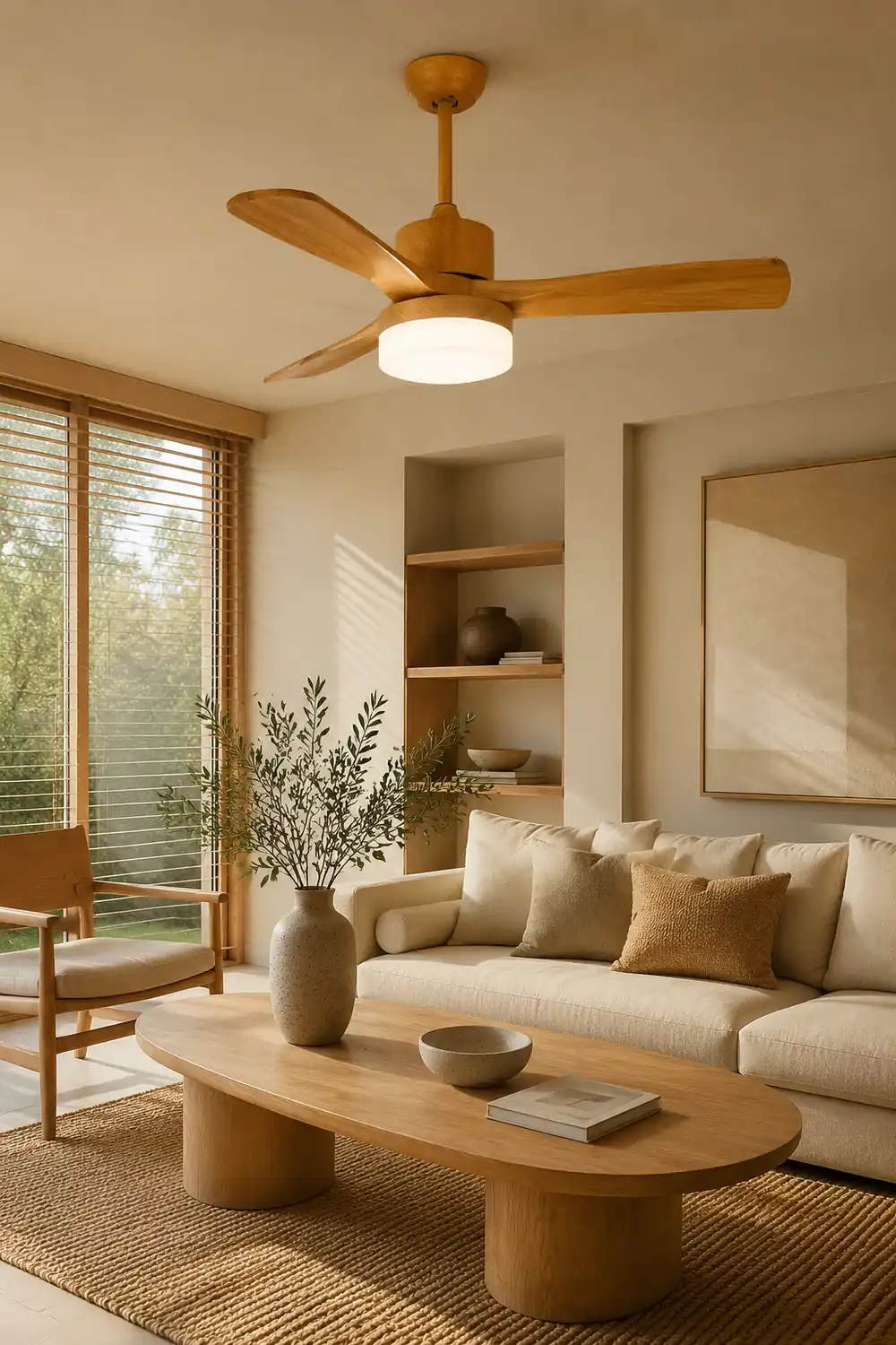 Ozawa 3-Blade Ceiling Fan with Light, Wooden, 2 Color, 43'' - Lumpaz