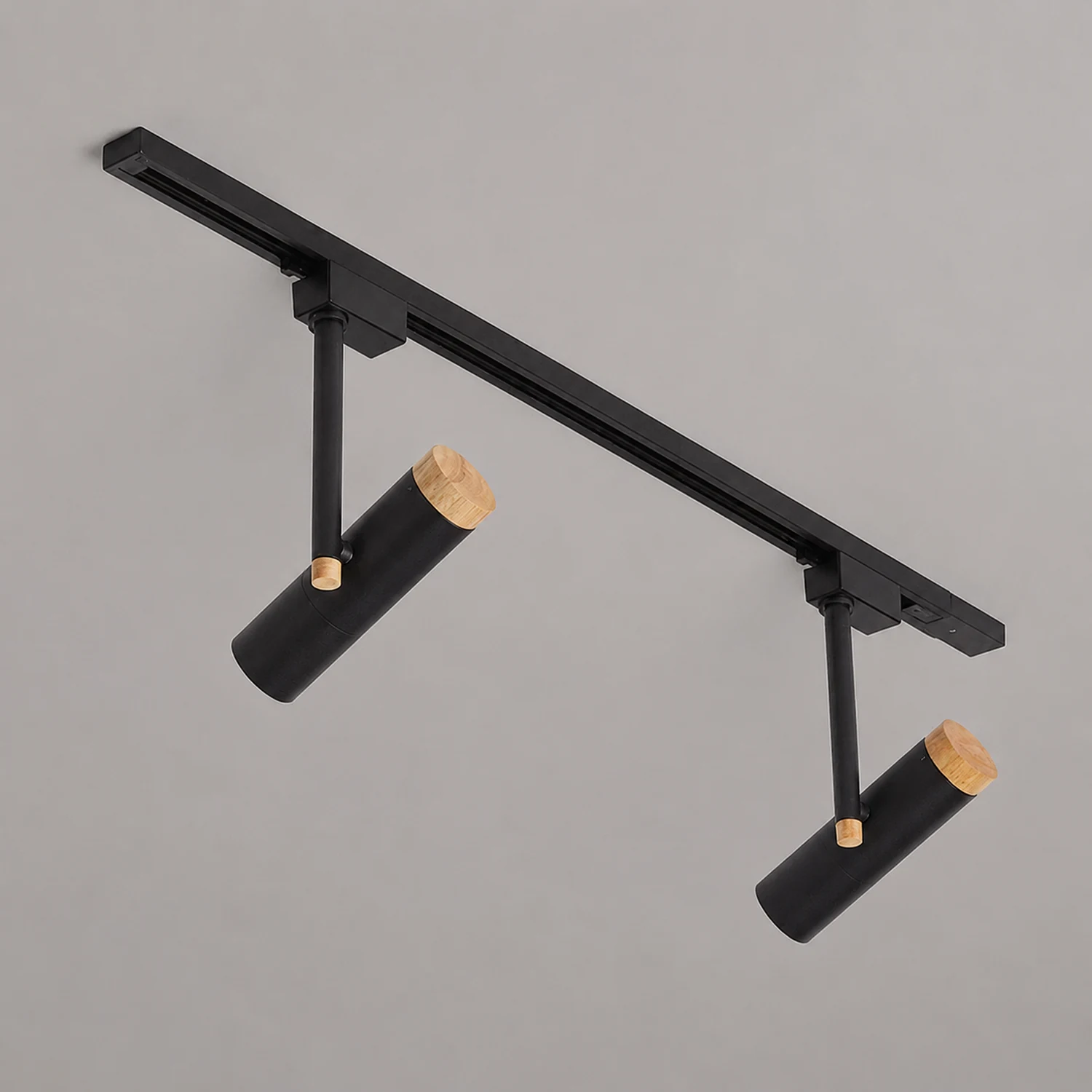Freja Nordic Minimalist Flush Mount Spotlight with Wood Cap, Black/White/Gray - Lumpaz