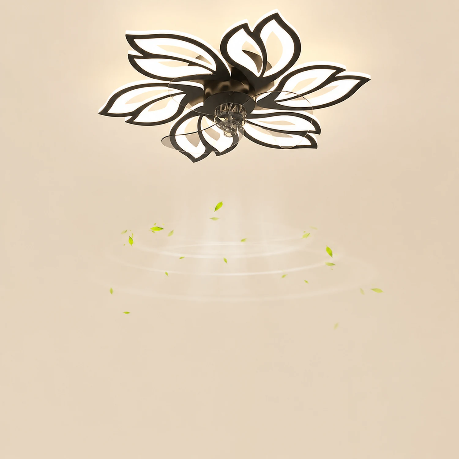 Hana Modern Flower Ceiling Fan with Light, 3 Color, L 25.5"/27"/31"/35.5" - Lumpaz