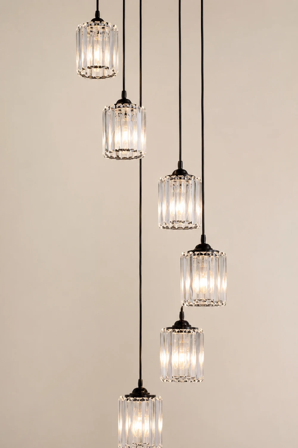 Kristy Modern Minimalist Metal/Glass Chandelier Black Living Room - Lumpaz