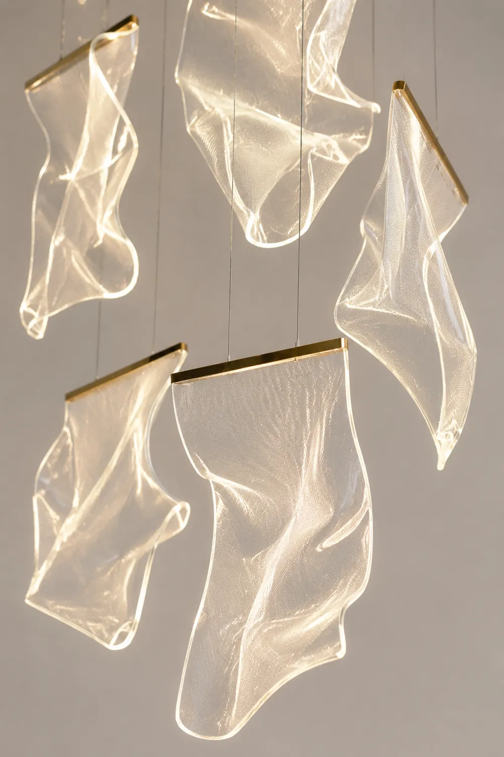 Marylin Artistic Acrylic Silk Chandelier, Gold - Lumpaz