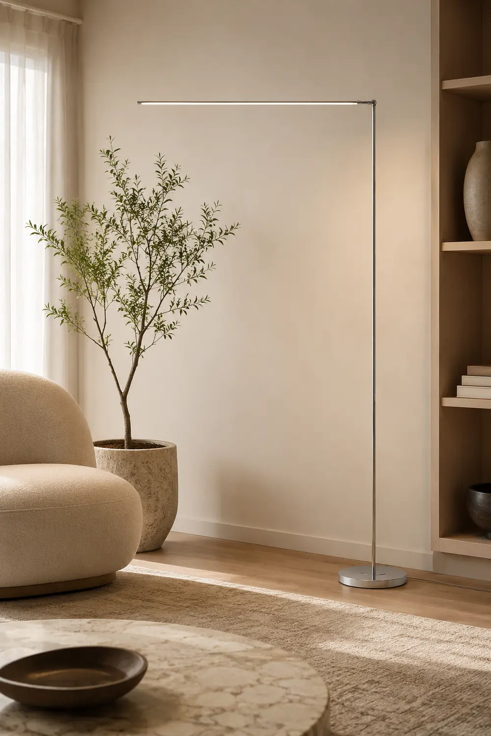 Modern Steamline Minimalist linear Floor Lamp, 2 Color - Lumpaz