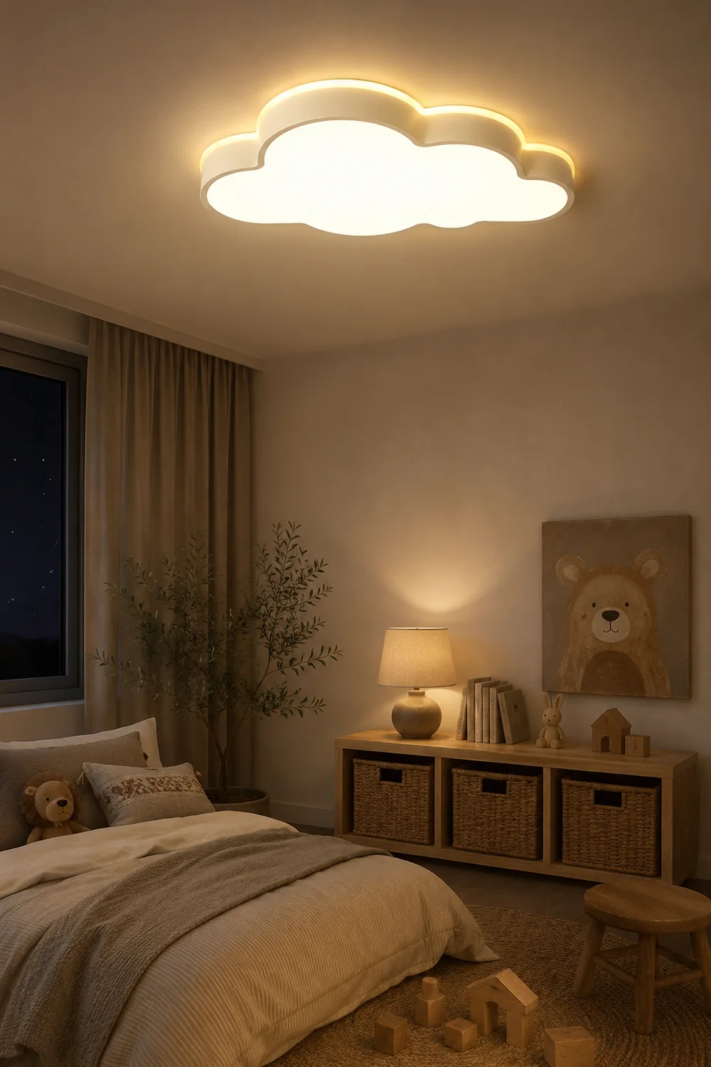 Minori Modern Flush Mount Cloud Ceiling Light, White, Metal - Lumpaz
