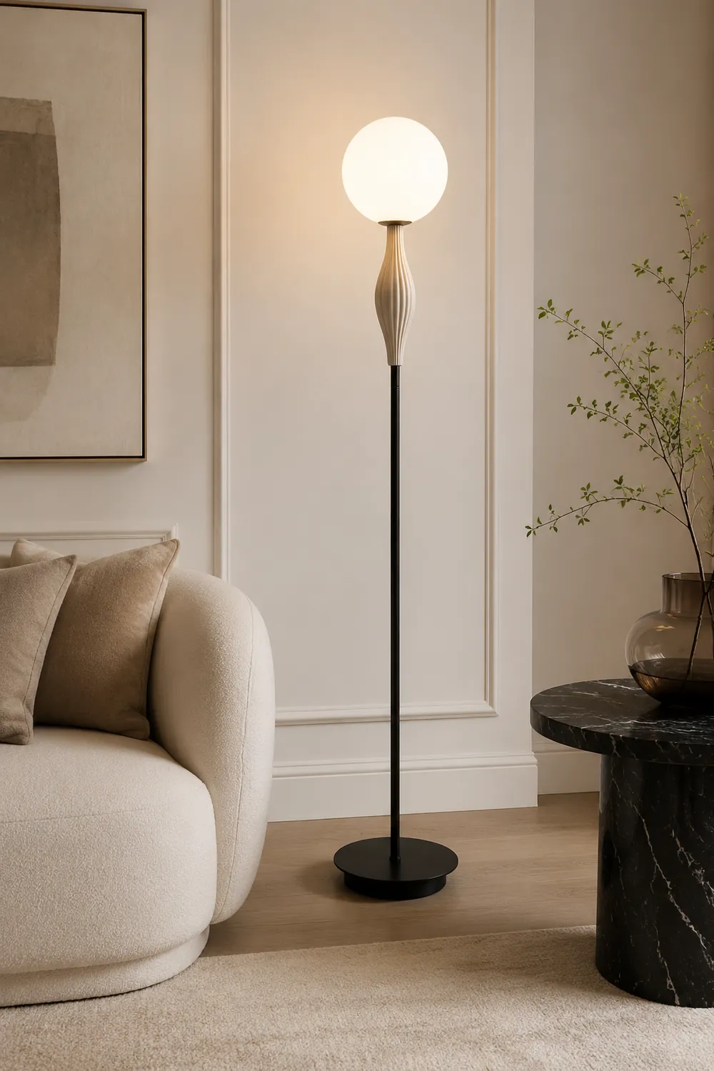 Valentina Floor Lamp Bubble Modern, Metal/Glass, Bedroom - Lumpaz