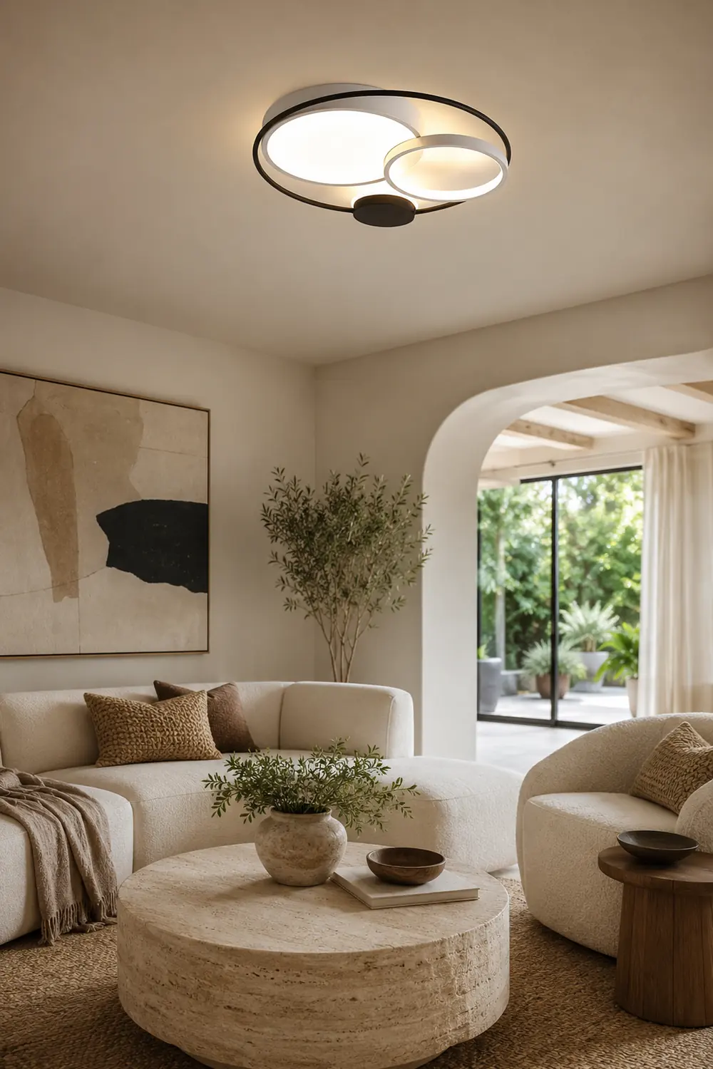 Lacey Modern Circular LED Flush Mount Ceiling Light, Black&White - Lumpaz