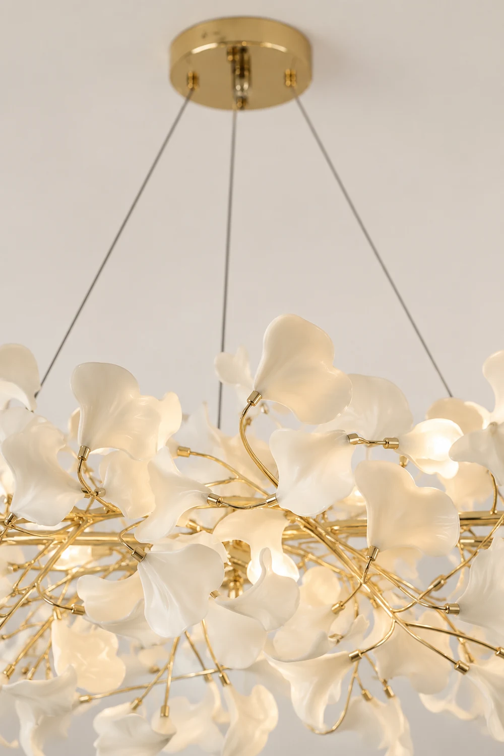 Ophelia Modern Luxury Gold Entryway Chandelier Metal/Ceramics Living Room - Lumpaz