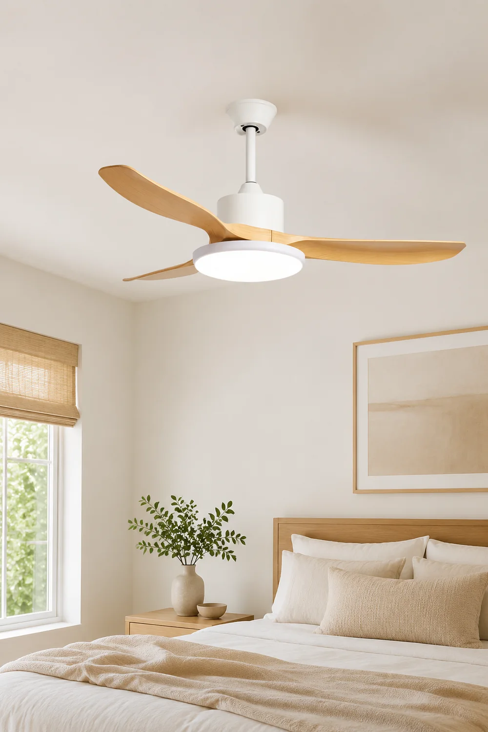 Haydn 3-Blade DC Ceiling Fan with Light, Black & White, 39.4''/47.2''/55.1'' - Lumpaz