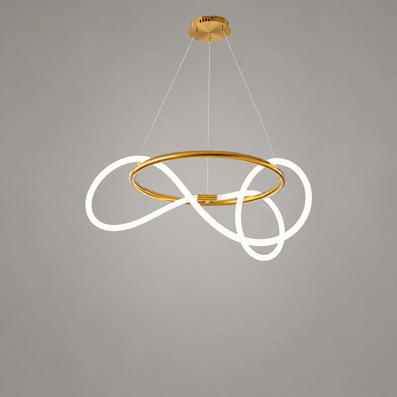 Curved & Linear Semi Flush Mount Ceiling Light, Gold - Lumpaz
