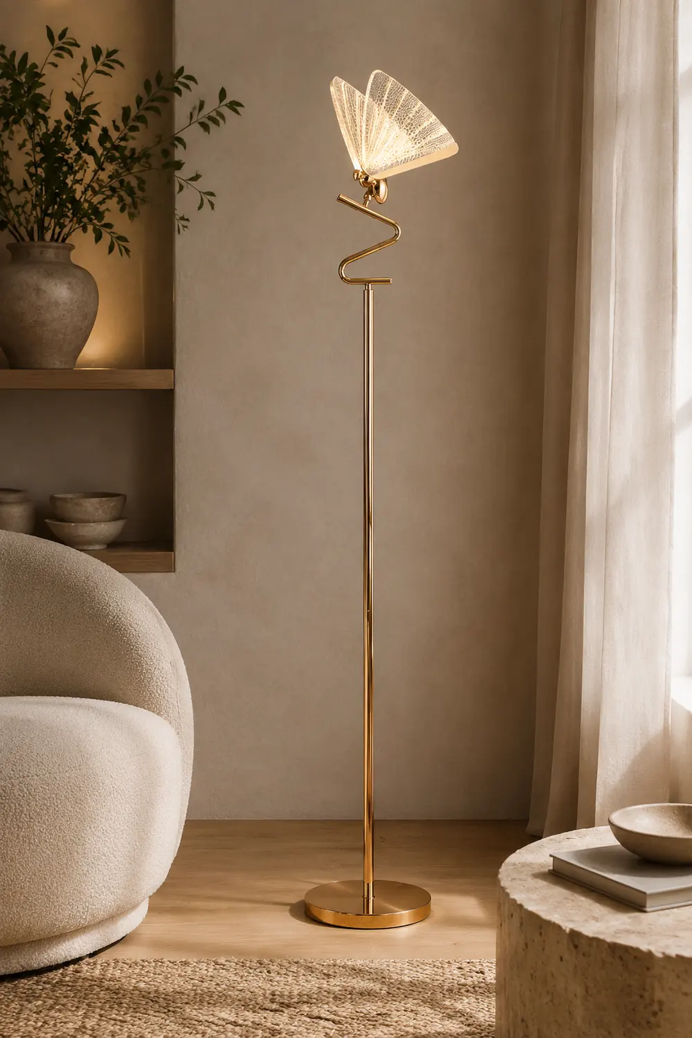 Kady Modern Butterfly Floor/Table Lamp, Living Room/Bedroom - Lumpaz