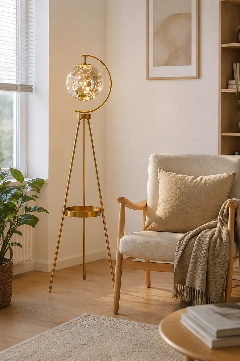 Kady Modern Starry Globe Glass Floor Lamp, Gold - Lumpaz