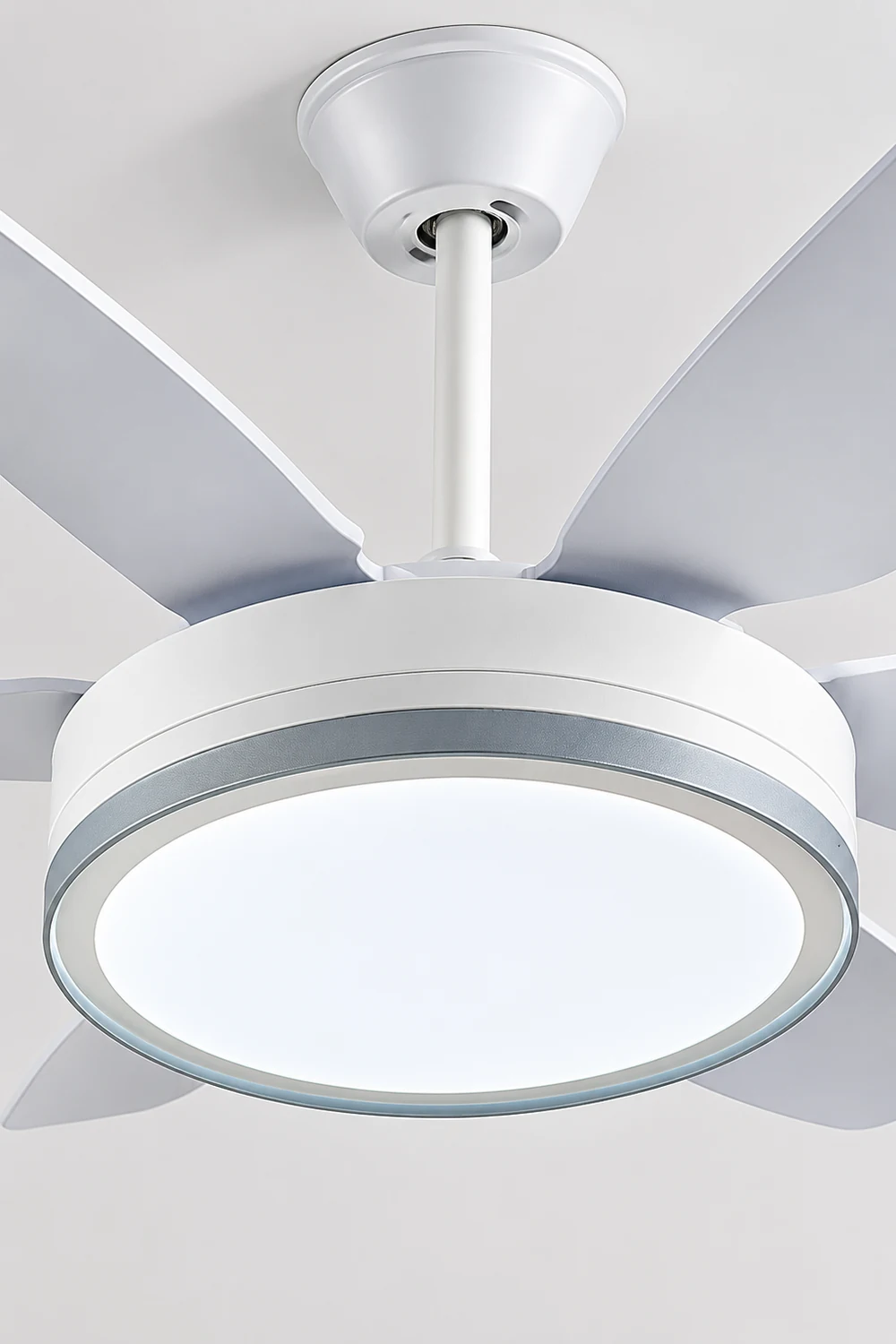 Haydn 6-Blade Modern Basic DC Ceiling Fan with Light, Black & White, 51'' - Lumpaz