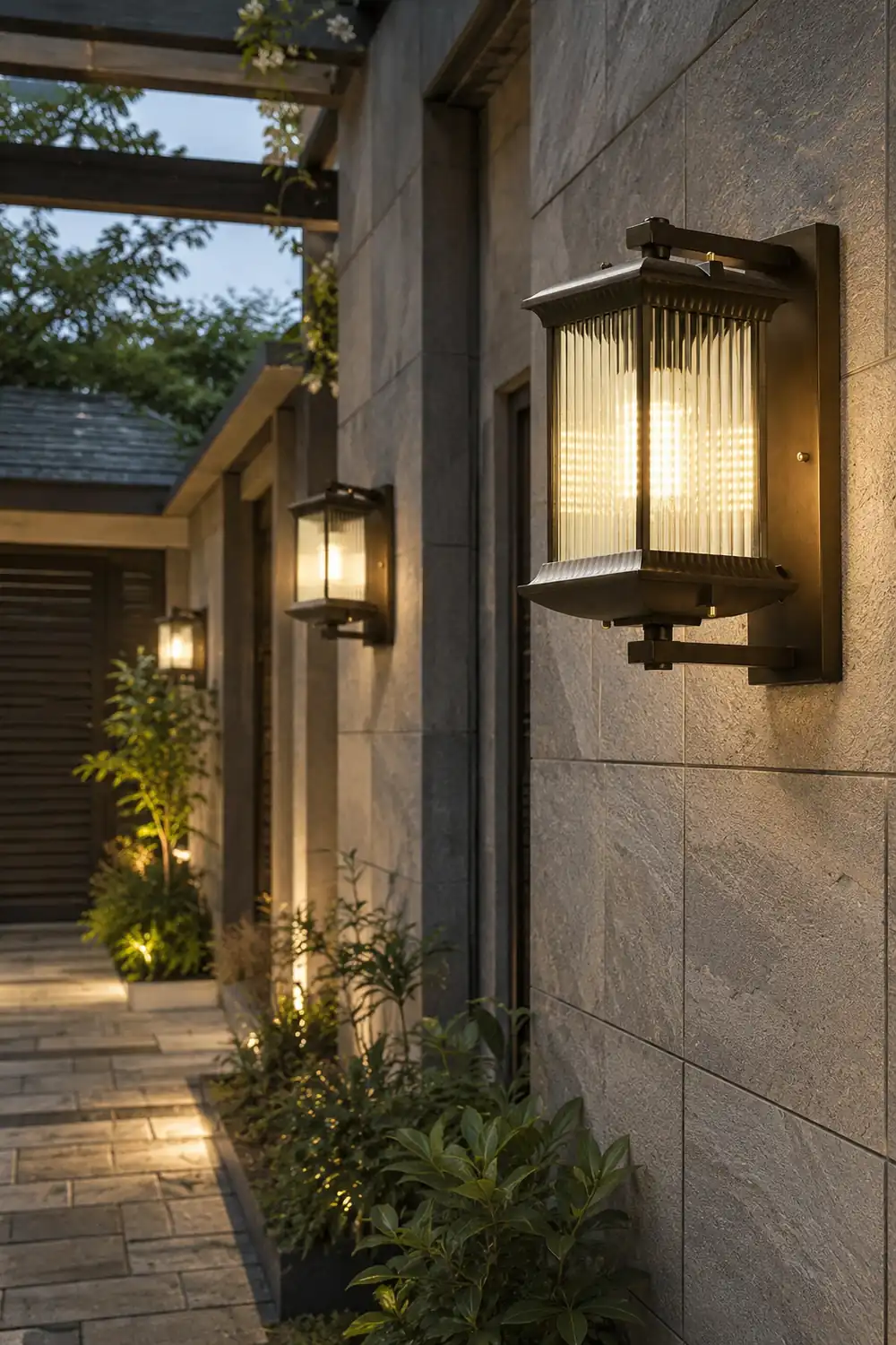 Outdoor Waterproof Creative Glass Shade Brown Retro Exterior Wall Lights - Lumpaz