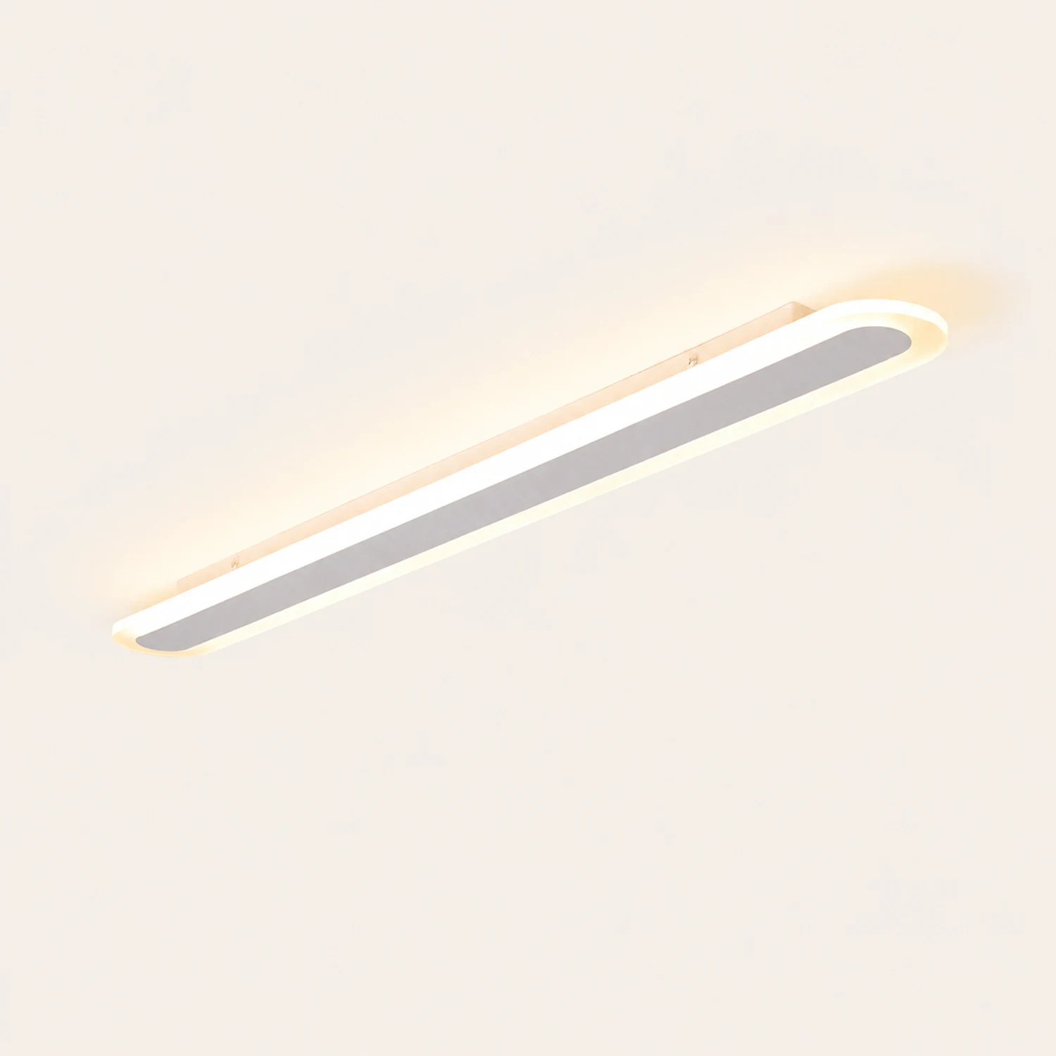 Edge Minimalist Oval Linear Metal/Acrylic Flush Mount Ceiling Light, White/Coffee - Lumpaz