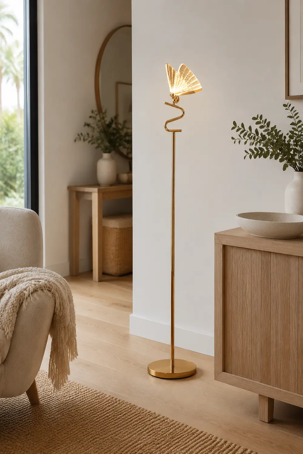 Kady Modern Butterfly Floor/Table Lamp, Living Room/Bedroom - Lumpaz