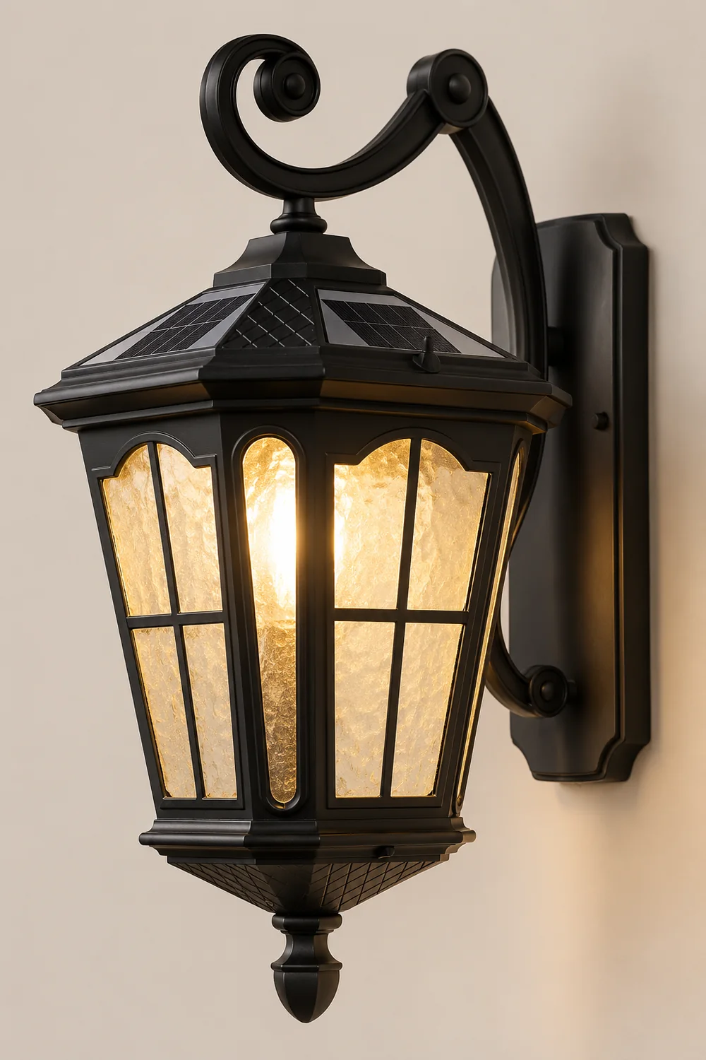 Retro Waterproof LED Aluminum Black Vintage Solar Outdoor Wall Light - Lumpaz