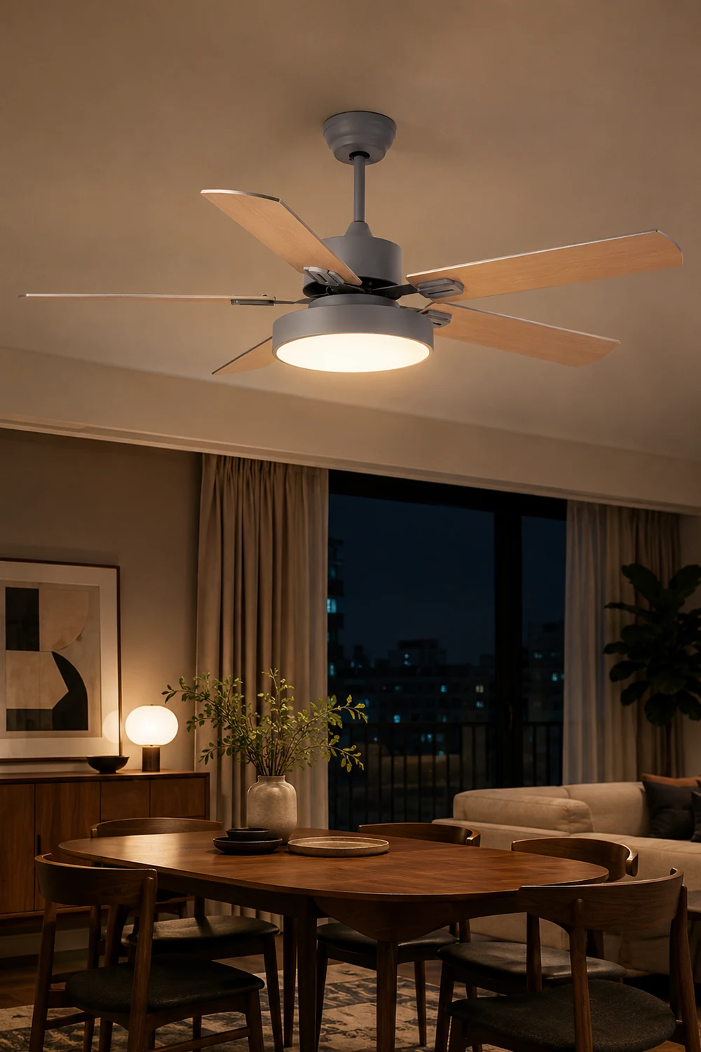 Morandi 5-Blade Ceiling Fan with Light, 4 Color - Lumpaz
