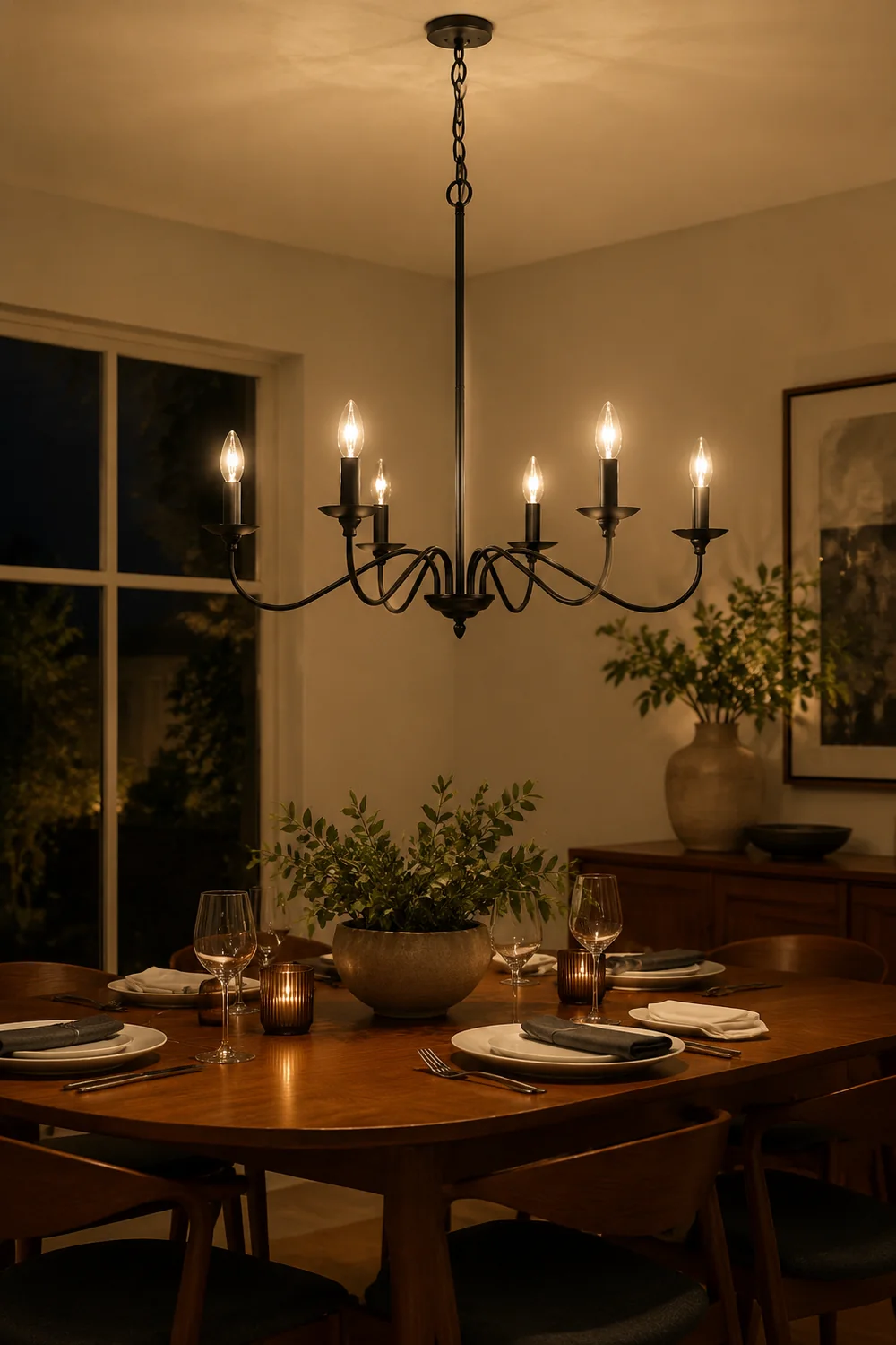 Silva Modern LED Chandelier Black Metal Bedroom Living Room - Lumpaz