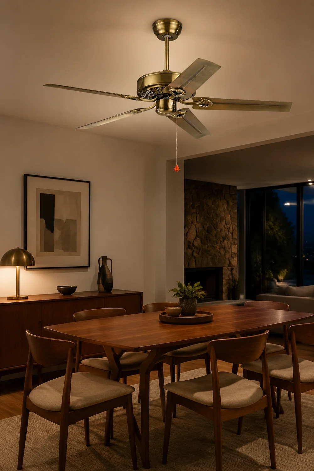 Alessio 5-Blade Cooper Industrial DC Ceiling Fan, Brass, 51'' - Lumpaz
