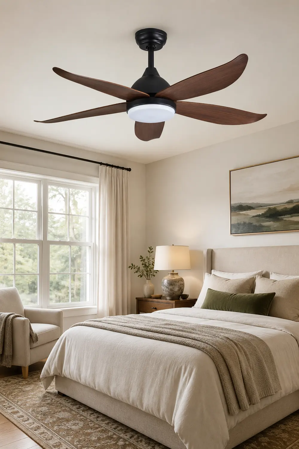 Haydn 5-Blade Modern Black DC Ceiling Fan with Light, 47'' - Lumpaz