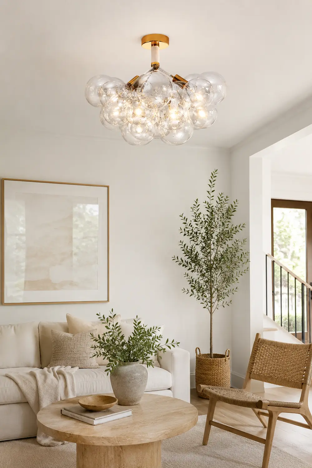 Valentina Modern Multi Globe Acrylic Ceiling Light, Gold/Chrome - Lumpaz