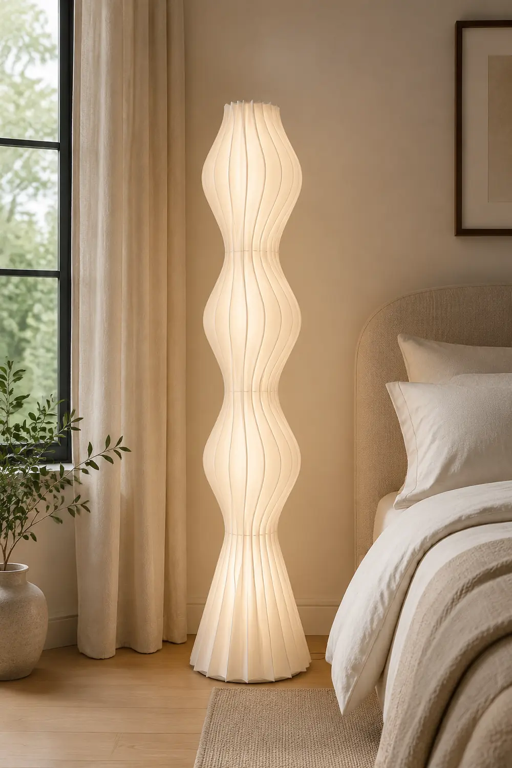 Salgado Artistic Pleated Acrylic Floor Lamp White - Lumpaz