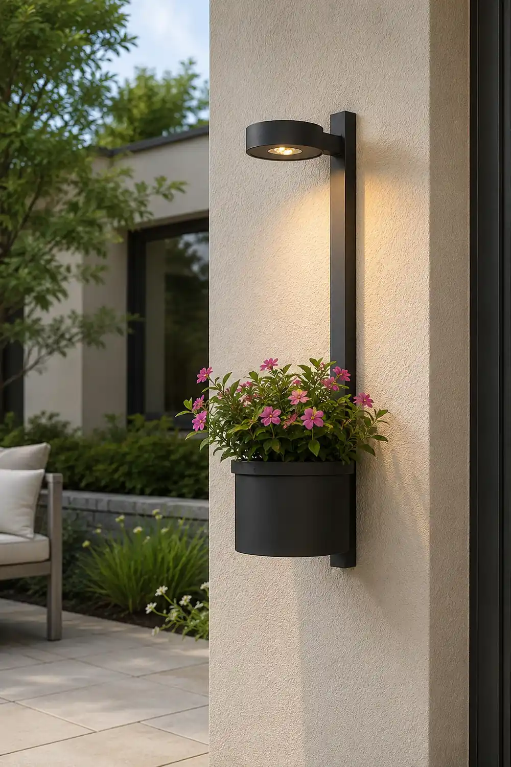 Waterproof Decor LED Solar Wall Lights with Flowerpot Outdoor Wall Lamp - Lumpaz