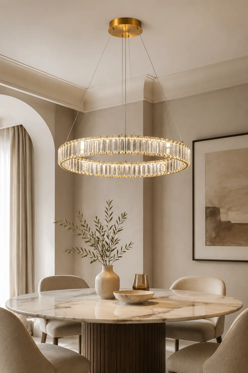Marilyn Elegant Round Crystal Chandelier, Clear - Lumpaz