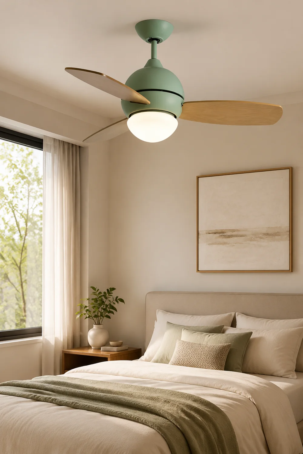 Morandi Colorful 3-Blade Ceiling Fan with Light, 6 Color, DIA 36.2'' - Lumpaz