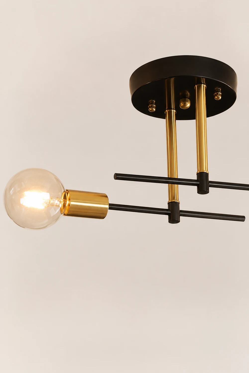 Valentina Flush Mount Ceiling Light Globe Modern, Metal/Glass, Balck, Dining Room - Lumpaz