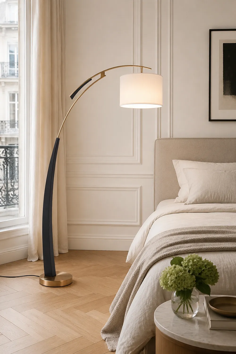 Salgado Floor Lamp 3 Color Temperature Switchable, Artificial Fabric/Metal - Lumpaz