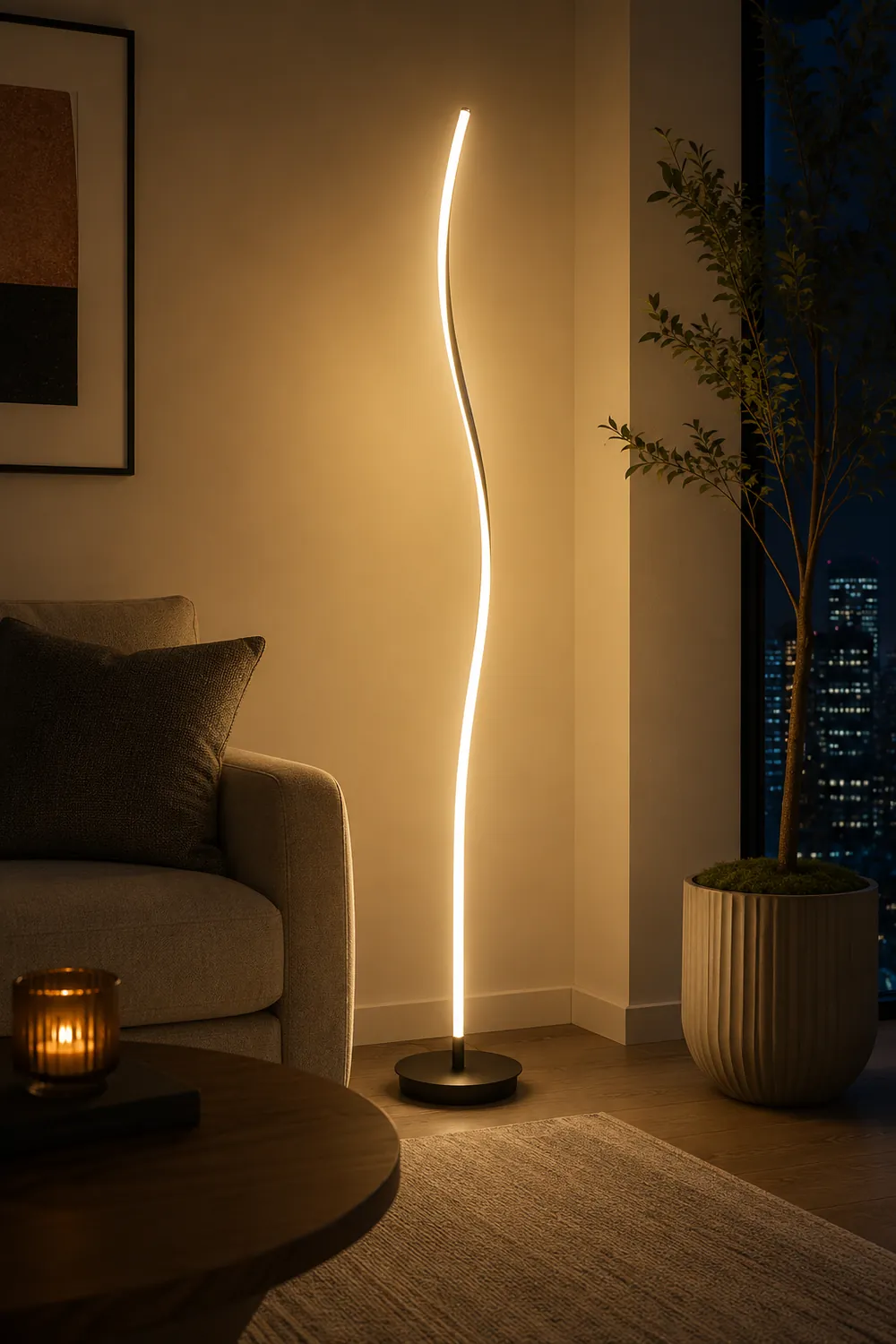 Modern Linear Metal Acrylic Floor Lamp, Black/White - Lumpaz