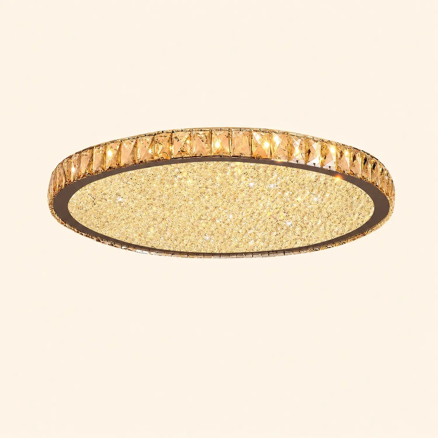 Kristy Round Flush Mount Ceiling Light Clear/Amber Living Room - Lumpaz