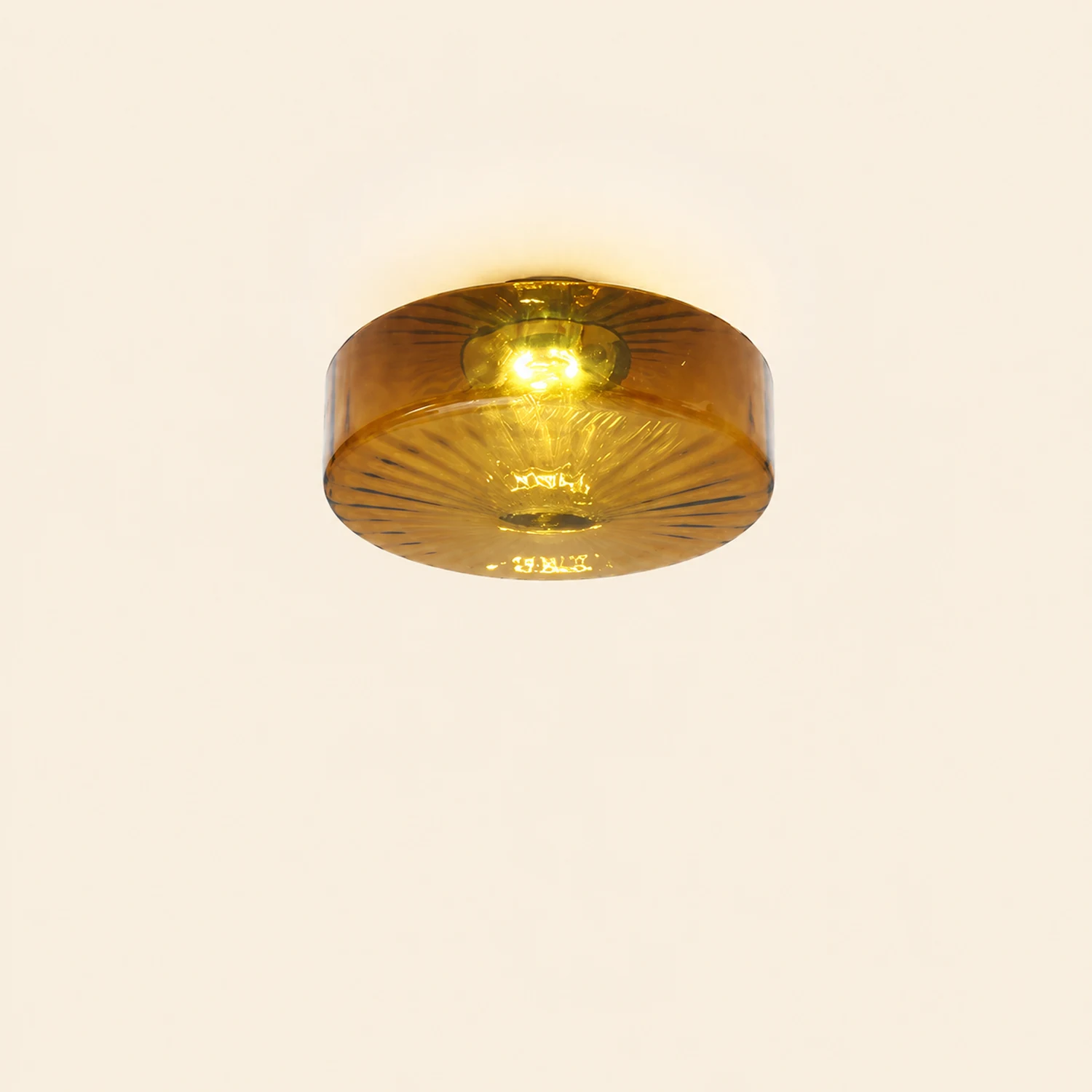 Hailie Modern Round Flush Mount Ceiling Light Brown Metal/Glass Kitchen/Living Room - Lumpaz