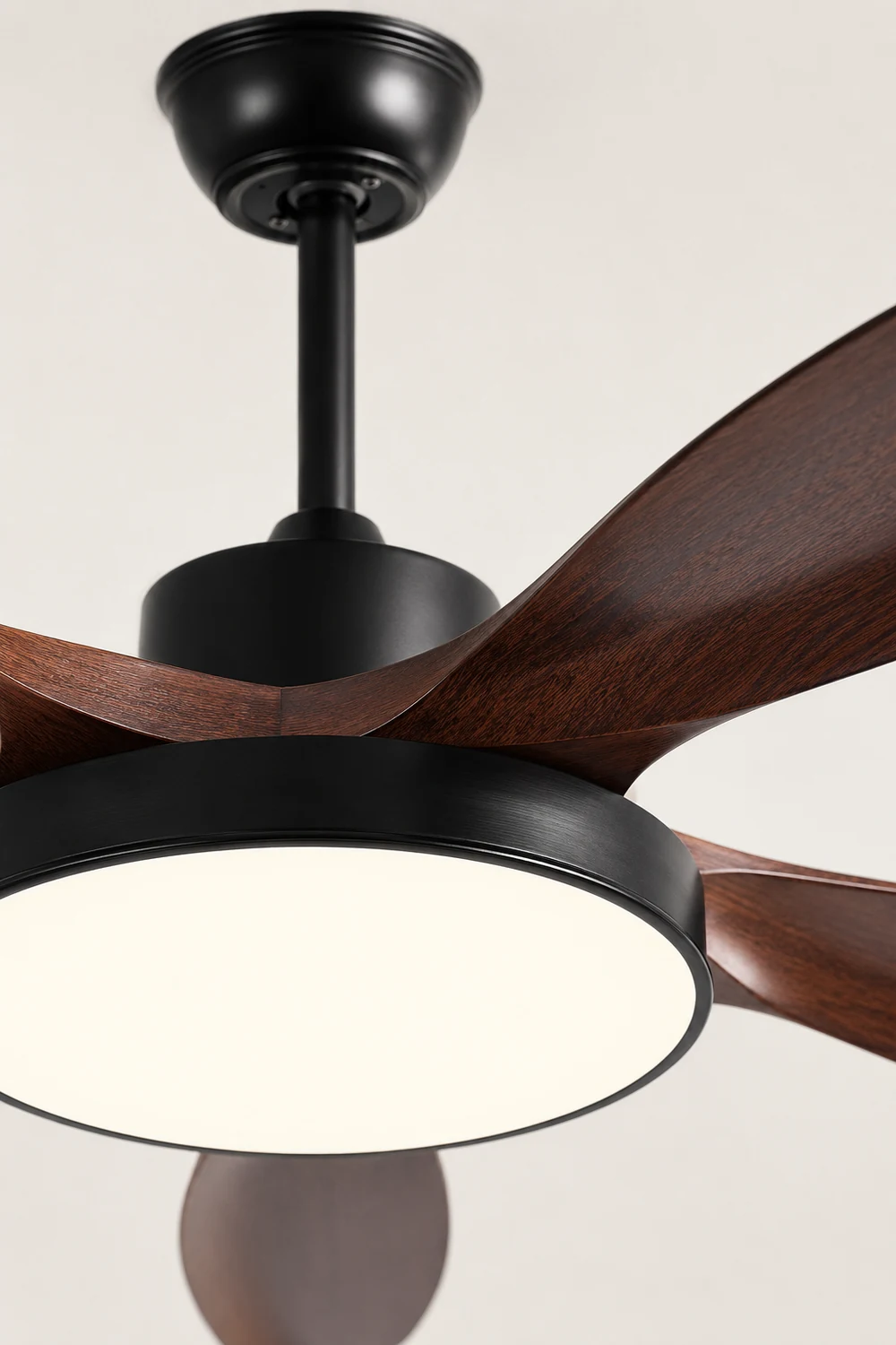 Ozawa Basic White & Black 5-Blade DC Ceiling Fan with Light, Wooden, 51'' - Lumpaz