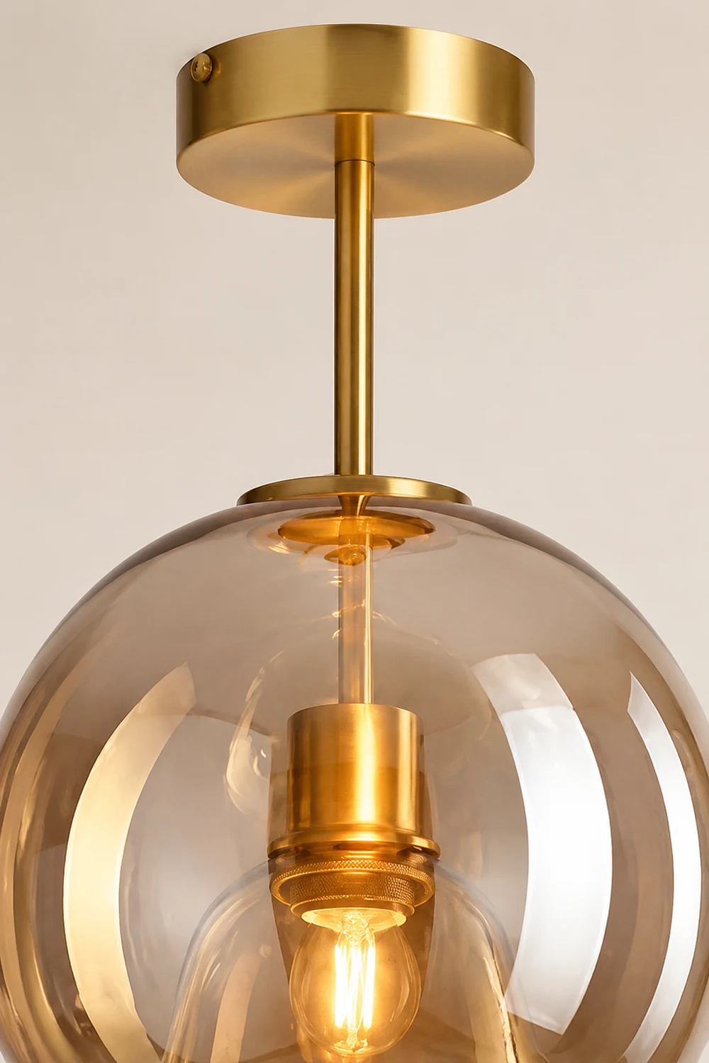 Sanna Modern Dome Glass Semi-Flush Mount Ceiling Light/Pendant Light, Gold/Black - Lumpaz