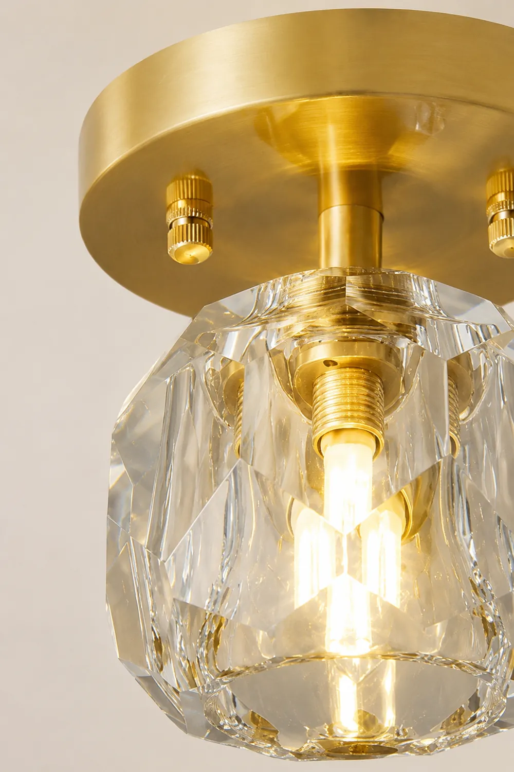 Kirsten Luxury Diamond Metal/Acrylic Flush Mount Ceiling Light, Gold - Lumpaz