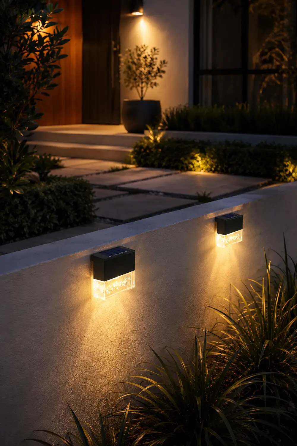 2PCS Solar Sunset Fence Lights RGB LED Outdoor Acrylic Bubbles Step Deck Light - Lumpaz