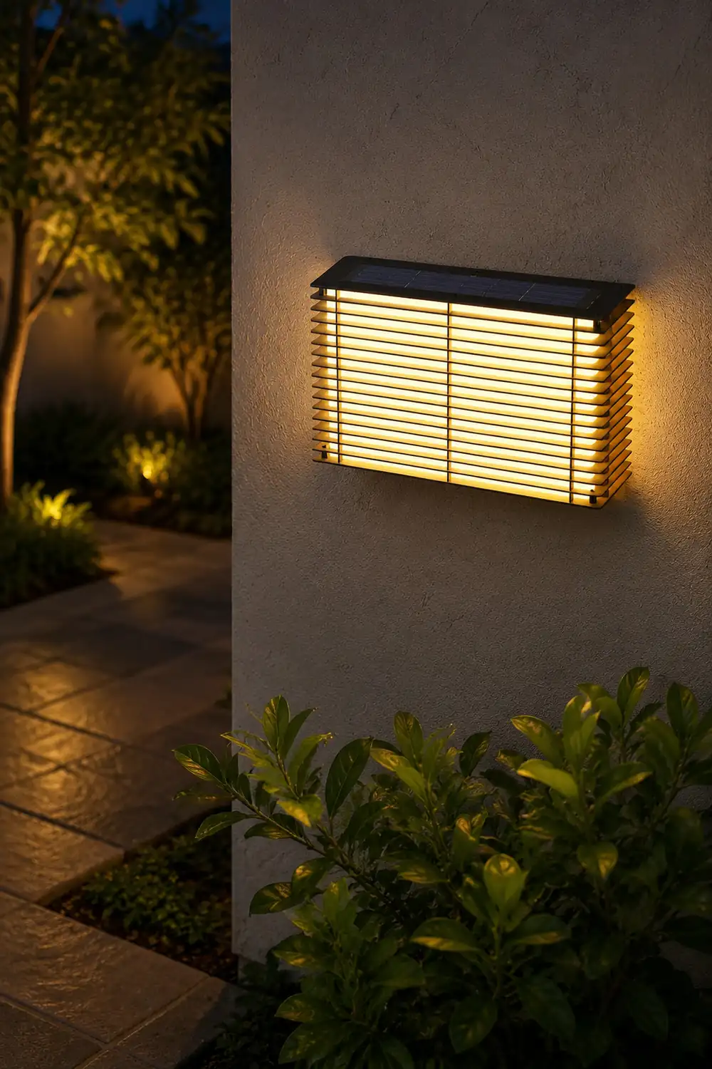 Waterproof Square Grids Stainless Steel Black Modern Solar Wall Lights - Lumpaz