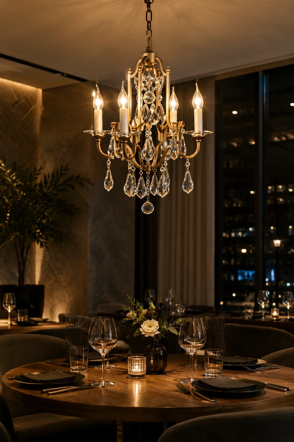 Silva Vintage Luxury Candle Crystal/Metal Chandelier, Gold - Lumpaz
