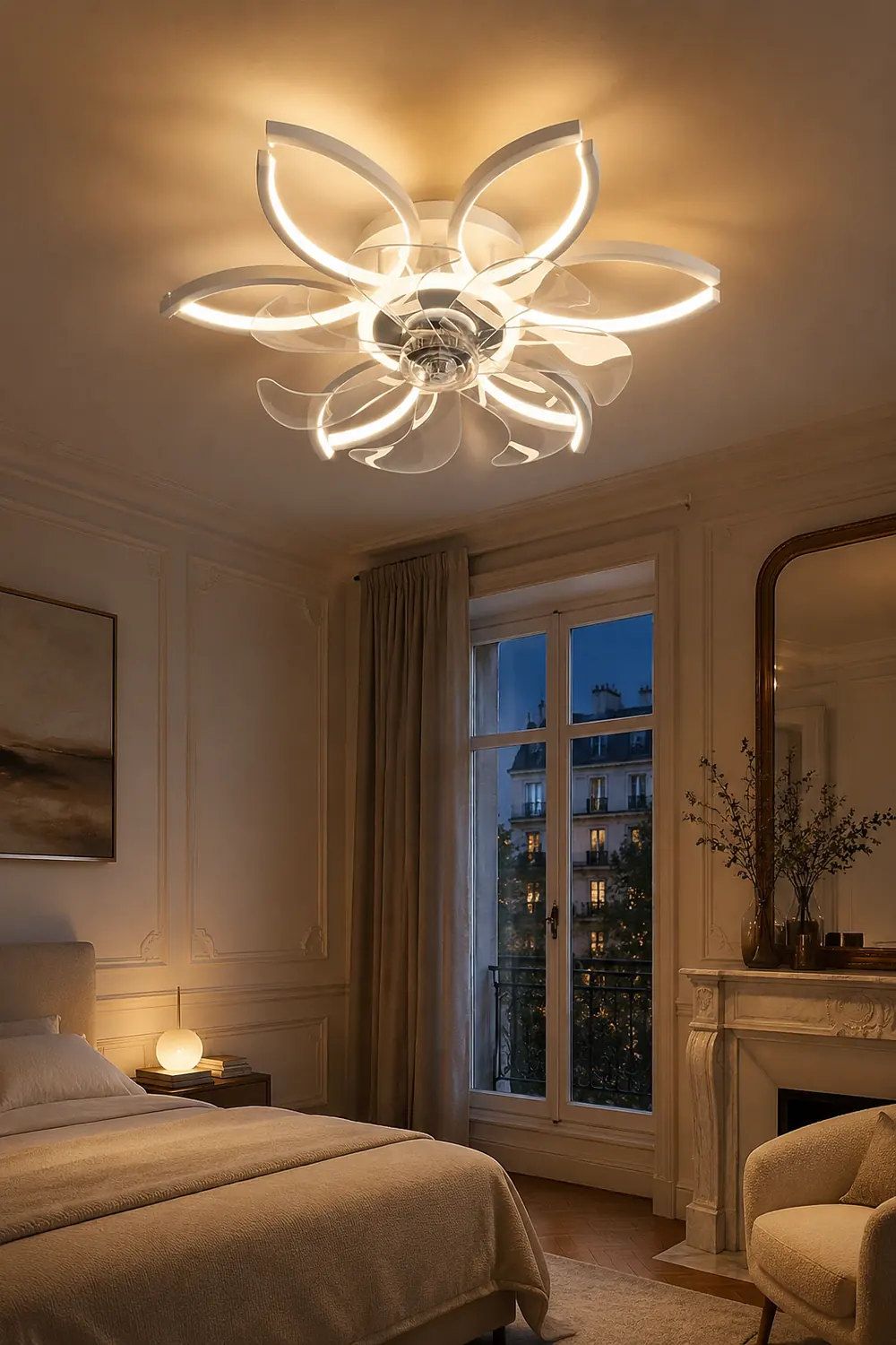 Lacey Ceiling Fan with Light, 4 Style, L 21" Living Room - Lumpaz