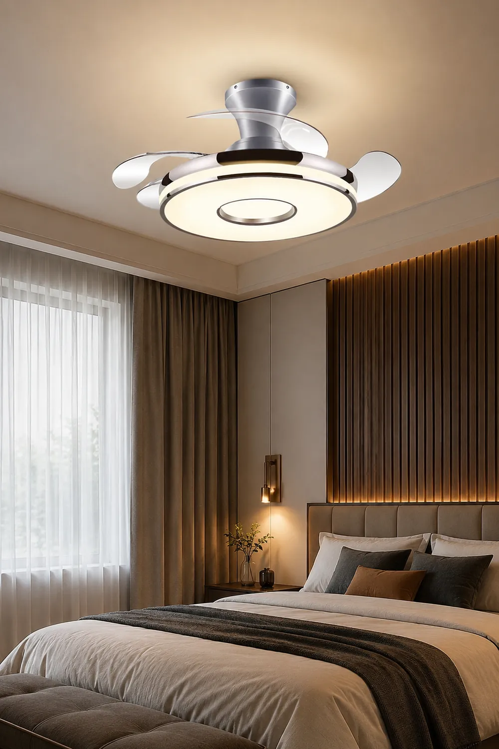 Quinn Ceiling Fan with Light, 2 Color, L 35.8"/42.5"/48" - Lumpaz