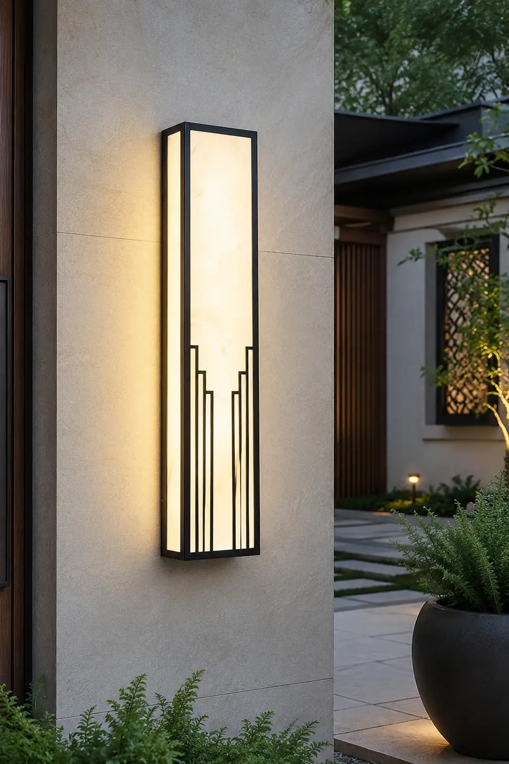 Strip Rectangular Resin Waterproof LED Black Modern Outdoor Wall Light - Lumpaz