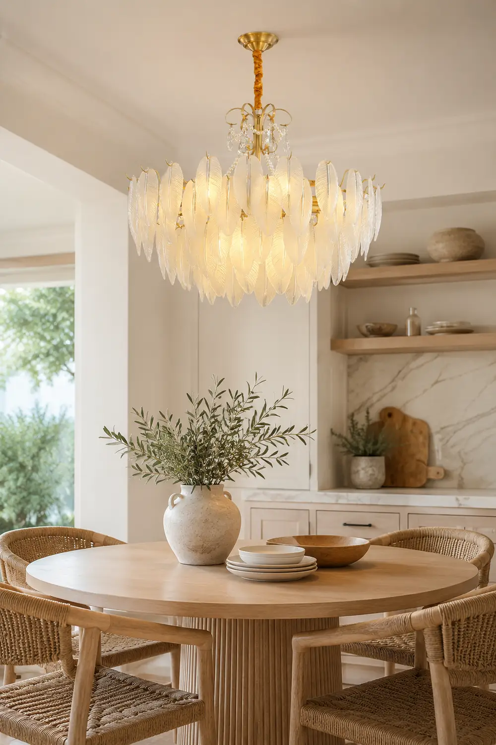 Kirsten Elegant Pearl/Glass/Metal Chandelier, White - Lumpaz