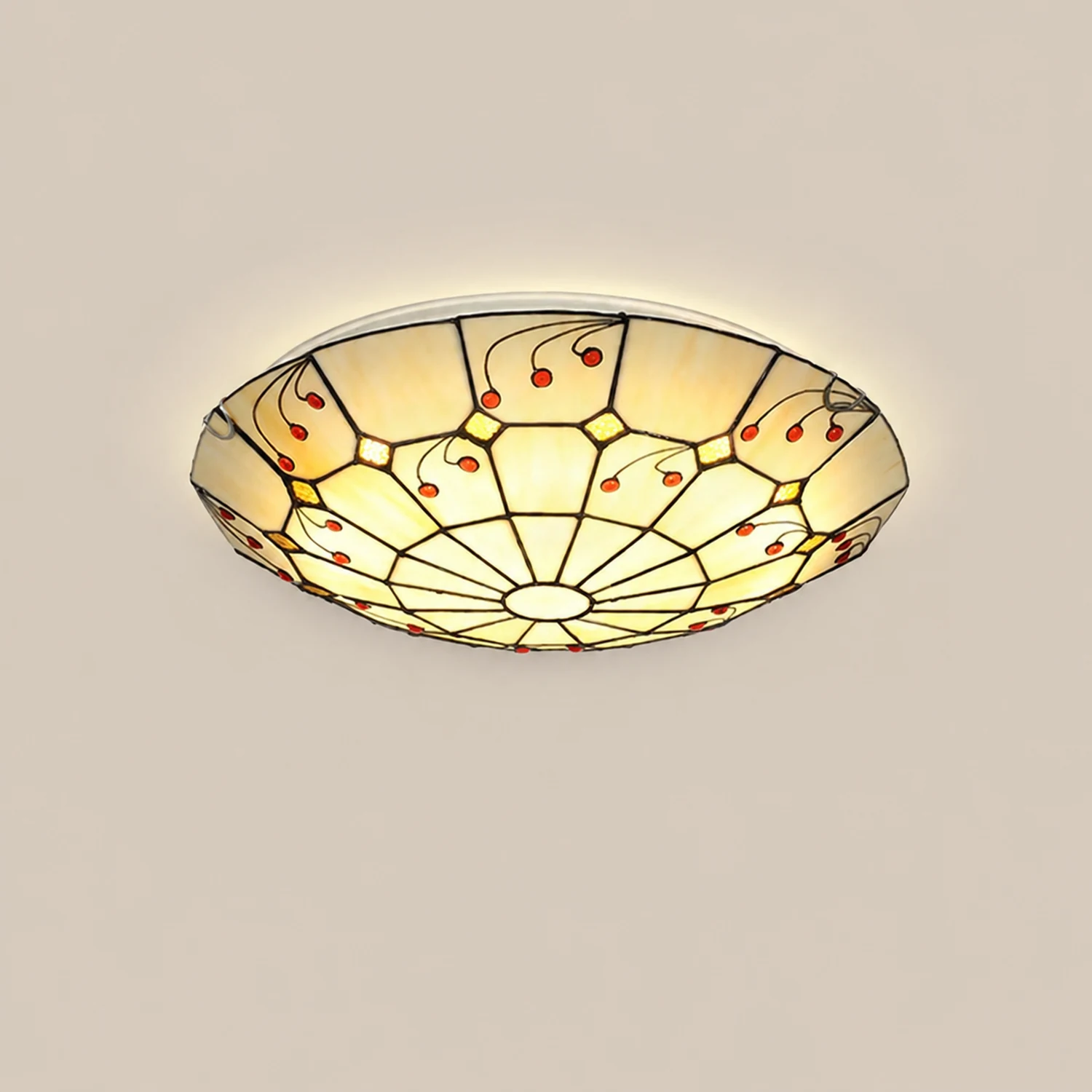 Eryn Rustic Glass Flush Mount Ceiling Light, White, Kitchen - Lumpaz
