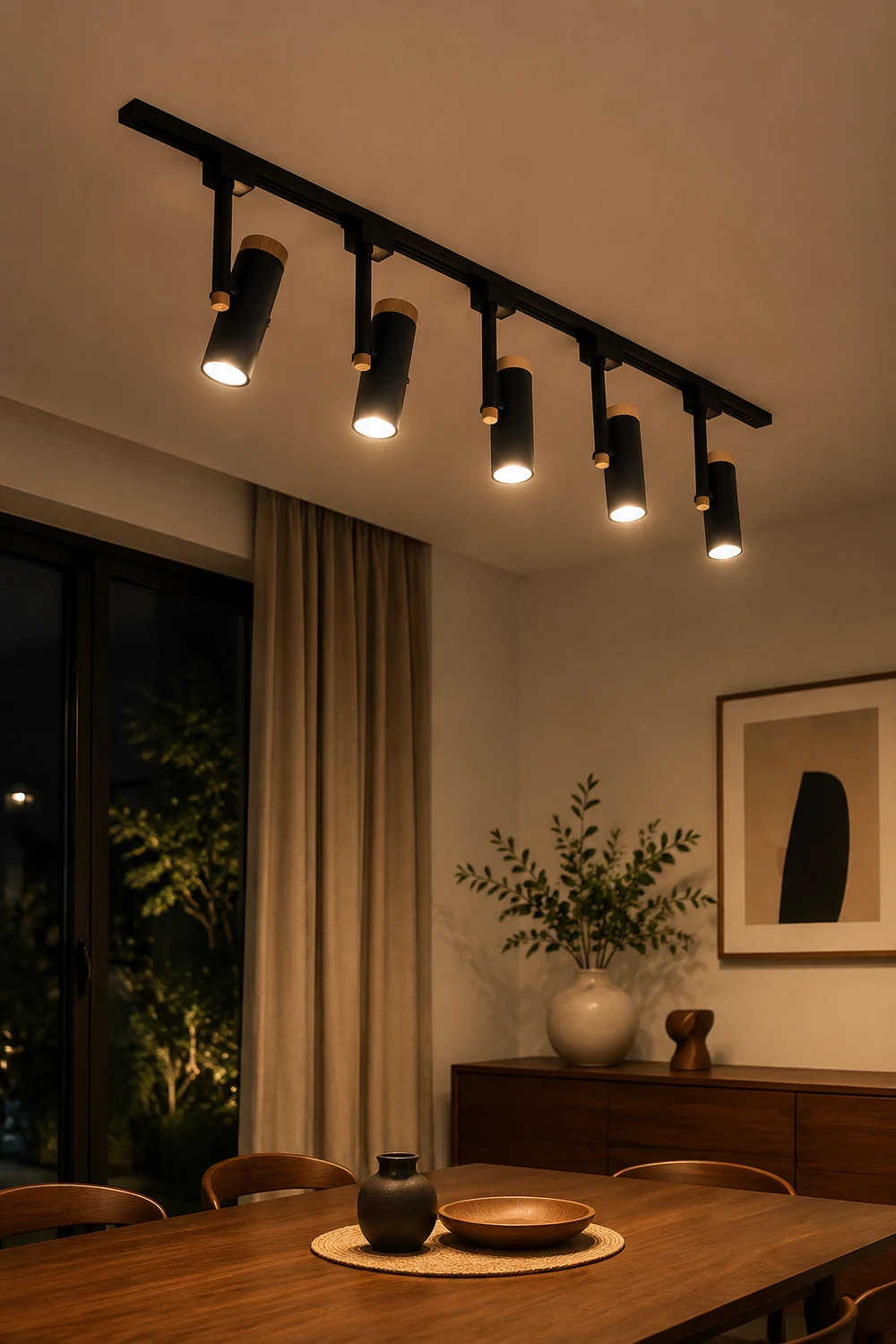 Freja Nordic Minimalist Flush Mount Spotlight with Wood Cap, Black/White/Gray - Lumpaz