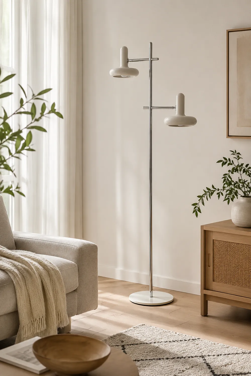 Carins Modern Nordic Minimalist Metal Rotable Floor Lamp, White - Lumpaz