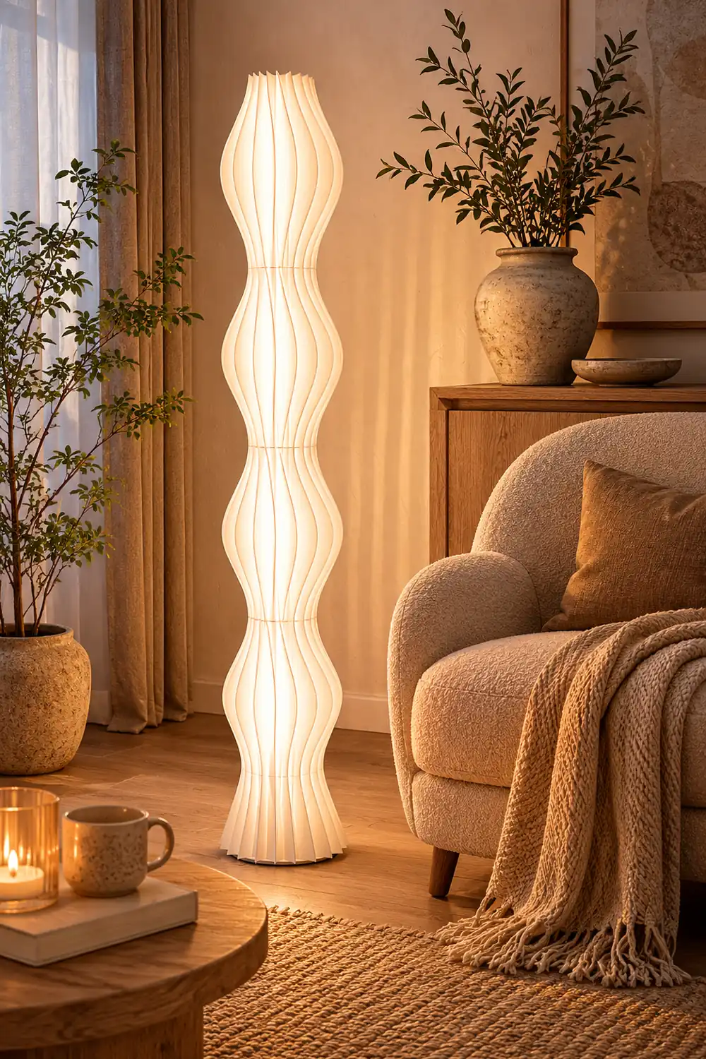 Salgado Artistic Pleated Acrylic Floor Lamp White - Lumpaz
