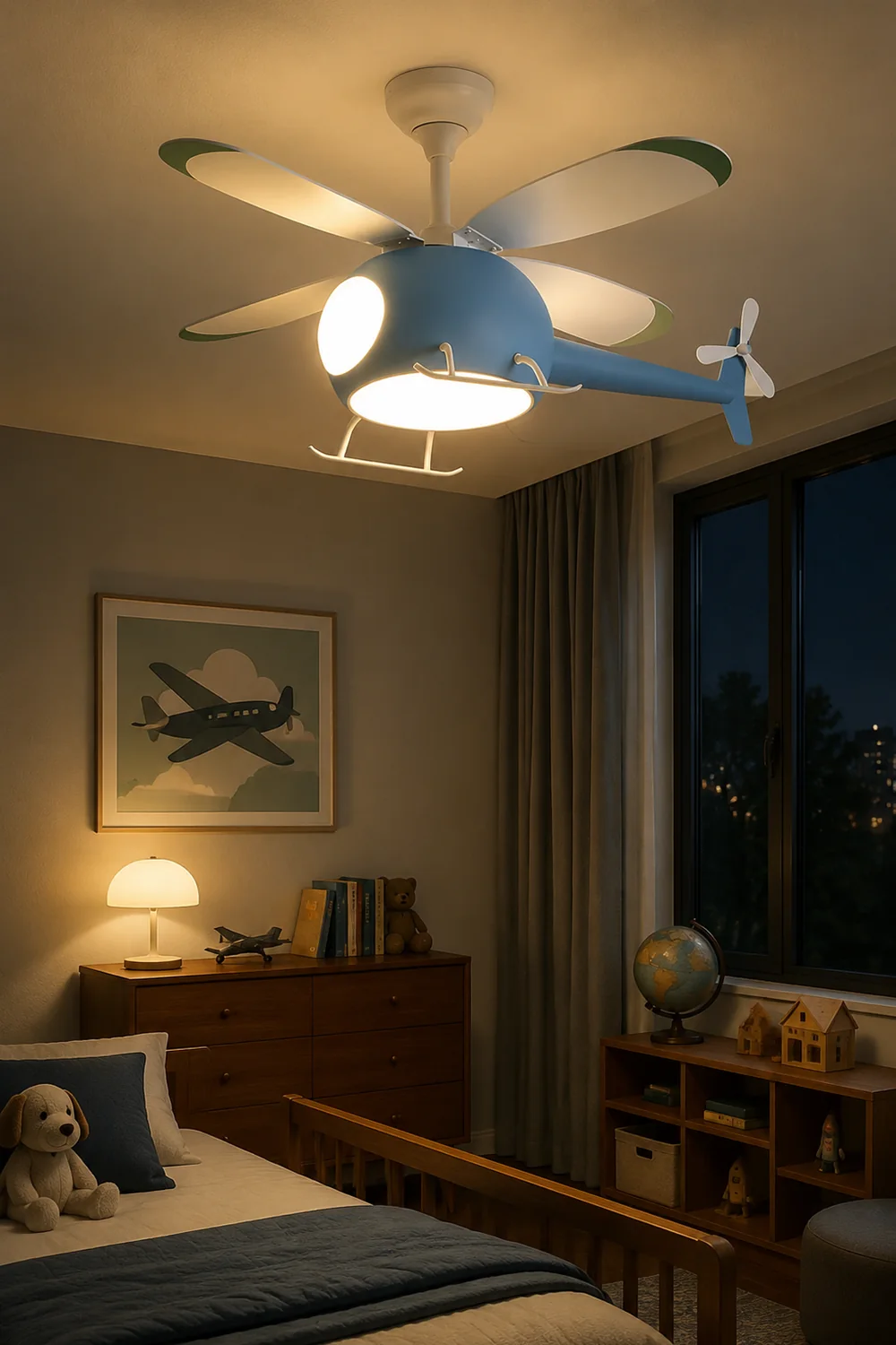 Minori 4-Blade Blue Jet DC Ceiling Fan with Light, Summer, 31.5'' - Lumpaz